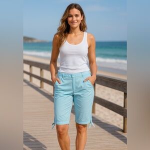 Woman Caribbean Joe Bermuda Shorts Aqua Blue Size 22W